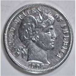 1908-D BARBER DIME  AU/BU