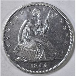 1860-O SEATED LIBERTY HALF DOLLAR  AU