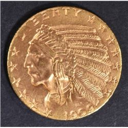 1909-D $5 GOLD INDIAN  CH/GEM UNC