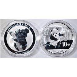 2014 CHINESE PANDA & 2020 AUSTRALIA KOALA COINS