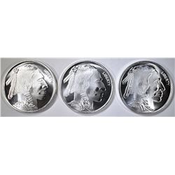 3-ONE OUNCE .999 SILVER BUFFALO/INDIAN  ROUNDS