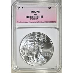 2013 AMERICAN SILVER EAGLE, PNA PERFECT GEM BU