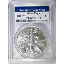 2013 (W) AMERICAN SILVER EAGLE PCGS MS-70