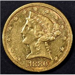 1880 $5 GOLD LIBERTY AU