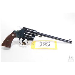 Restricted handgun Colt model Camp Perry (1929), .22 LR single shot single action, w/ bbl length 254