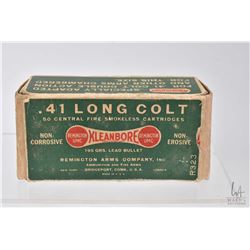 Vintage box of Kleanbore Remington .41 Long Colt cartridges, appears to be full 50 count box with al