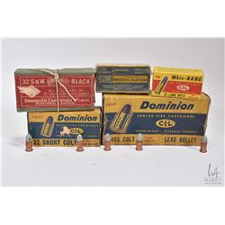 Selection of vintage ammunition including sealed 50 count box of .22 automatic by C.I.L for Winchest