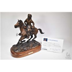 G.C. Wentworth "Mountain Man" cast bronze sculpture on walnut hardwood base with brass plaque, numbe