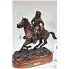 Image 2 : G.C. Wentworth "Mountain Man" cast bronze sculpture on walnut hardwood base with brass plaque, numbe