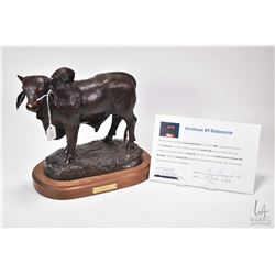 G.C. Wentworth "Brahama Bull" cast bronze sculpture on wooden base, numbered 3/20 with COA, 10 1/2"
