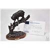 Image 1 : G.C. Wentworth Bobcat cast bronze sculpture on wooden base with COA, 11" X 8" X 5 1/2"