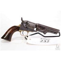 Antique handgun Colt model 1849 Pocket, .31 Percussion five shot single action revolver, w/ bbl leng