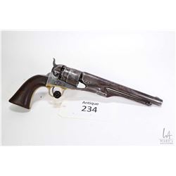 Antique handgun Colt model 1860 Army, .44 Percussion six shot single action revolver, w/ bbl length