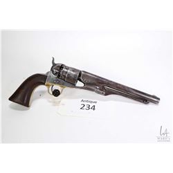 Antique handgun Colt model 1860 Army, .44 Percussion six shot single action revolver, w/ bbl length 