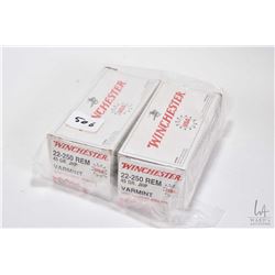 Two full 40 count boxes of Winchester 22-250 Rem 45 grain varmint rounds