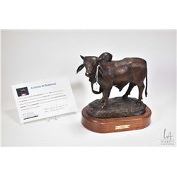 G.C. Wentworth  Brahama Bull  cast bronze on wooden base, numbered 1/20, 6  X 11 1/4  X 10 1/2  with