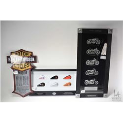 Harley Davidson framed "Legendary Harley Davidson Racing Machines" and Big Island Harley Davidson "T