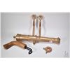 Image 1 : Heavy cast bronze swivel mounted cannon, 20 1/4" in length plus wooden handle