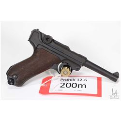 Prohib 12-6 handgun Luger model P08 (byf), 9mm Luger eight shot semi automatic, w/ bbl length 102mm