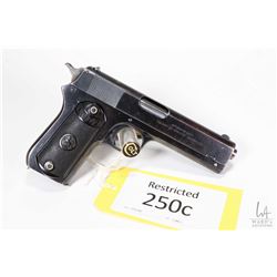 Restricted handgun Colt model 1903 Pocket, 38 Auto seven shot semi automatic, w/ bbl length 114mm [B