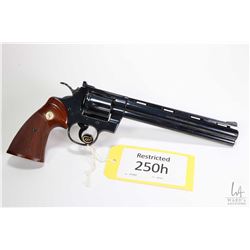 Restricted handgun Colt model Python Target 38 (Dated 1, .38 SPL six shot double action revolver, w/