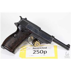 Restricted handgun Walther model P38 (AC), 9mm Luger eight shot semi automatic, w/ bbl length 127mm