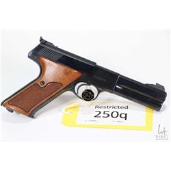 Restricted handgun Colt model Woodsman Match Target, 22LR ten shot semi automatic, w/ bbl length 114