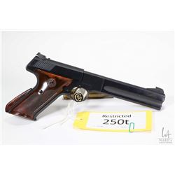 Restricted handgun Colt model Match Target (1949), 22LR ten shot semi automatic, w/ bbl length 152mm