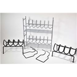 Five plastic coated metal hand gun display racks