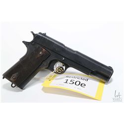 Restricted handgun Colt model 1914 Norwegian, 11.25 mm seven shot semi automatic, w/ bbl length 127m