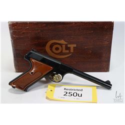 Restricted handgun Colt model Targetsman, .22LR ten shot semi automatic, w/ bbl length 152mm [Blued 