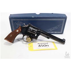 Restricted handgun Smith & Wesson model 17-2, .22 LR six shot double action revolver, w/ bbl length 