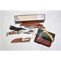 Selection of knives including Rich a. Herder Soligen Germany stag style handled knife and sheath, a