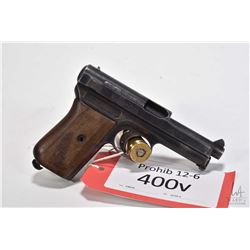 Prohib 12-6 handgun Mauser model 1910, 7.65mm eight shot semi automatic, w/ bbl length 87mm [Blued f