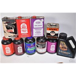 Selection of gun powder including full bottles of IMR 3031, two (one in a tin) of 4895, an unknown a