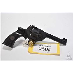 Restricted handgun Enfield model No 2 MK1, .38 S&W six hinge break revolver, w/ bbl length 127mm [Ba