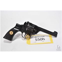 Restricted handgun Enfield model No 2 MK1, .38 S&W six shot hinge break revolver, w/ bbl length 127m