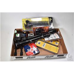 Selection of optics including vintage Fisher-Dietz 4X32 scope, an Aim Master 3X9X32 scope, assorted
