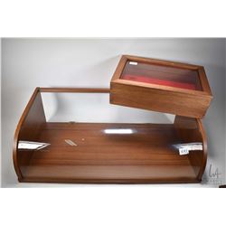 Two vintage showcase/display cabinets including curved glass display 31" X 16" X 9 1/2" and a small