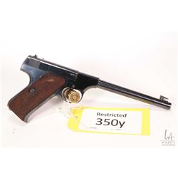 Restricted handgun Colt model Woodsman, .22 LR ten shot semi automatic, w/ bbl length 165mm [Blued f