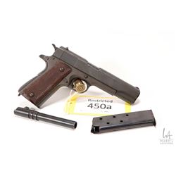 Restricted handgun Colt model M 1911 A1 US Army, .45 ACP eight shots semi automatic, w/ bbl length 1