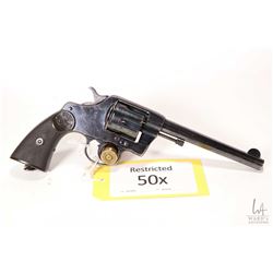 Restricted handgun Colt model 1892 New Army & Navy, .41 LC six double action revolver, w/ bbl length