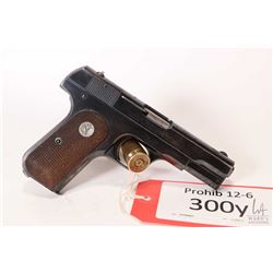 Prohib 12-6 handgun Colt model 1903 Pocket Hammerless, .32 auto eight shot semi automatic, w/ bbl le