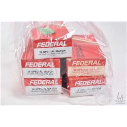 Five 50 count boxes of Federal .38 SPL Match, 148 grain wad cutter ammunition