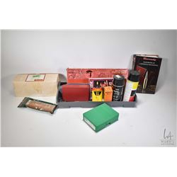 RCBS Rock Chucker reloading press in original box, a RCBS .22/250 die set in green plastic box, two