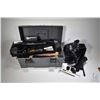 Image 1 : Selection of shooting supplies including gray tool box with assorted speed loaders including Safaril