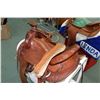 Image 2 : Men's Western Pleasure saddle made by Big Horn Saddlery. Hand carved leather with stock leather seat