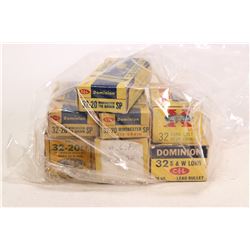 Two vintage 50 count boxes of Dominion 32.-20 Winchester 115 grain, one 50 count box of Dominion .32