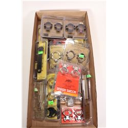 Selection of new in package scope rings and mounts, various makers including Leupold, Burris, Millet