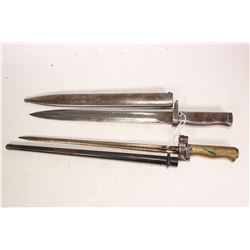 Two bayonets including metal G1 rifle bayonet with metal scabbard and an unmarked Spanish bayonet wi